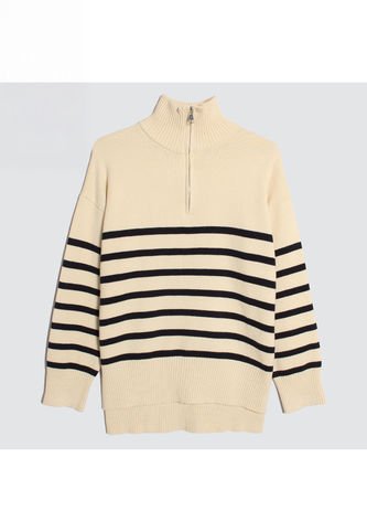 Saco Para Mujer Cuello Alto O Cuello Tortuga Color Beige Marca Ostu #40330081 Ostu