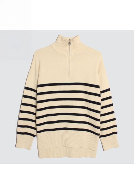 Saco Para Mujer Cuello Alto O Cuello Tortuga Color Beige Marca Ostu #40330081
