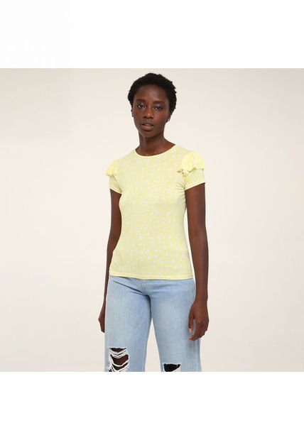 Camiseta Para Mujer Manga Corta Color Amarillo  Marca Ostu #40091589