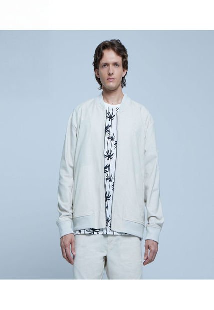 Chaqueta Para Hombre Bomber Color Blanco Marca Ostu #60080135
