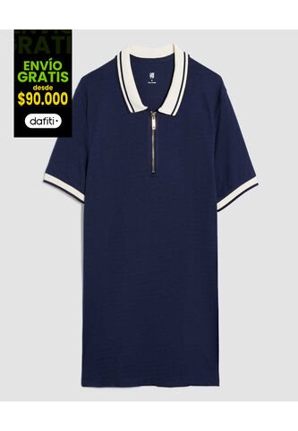 Polo Para Hombre Cuello Tejido Sin Bolsillo Color Azul  Marca Ostu #60110710 Ostu