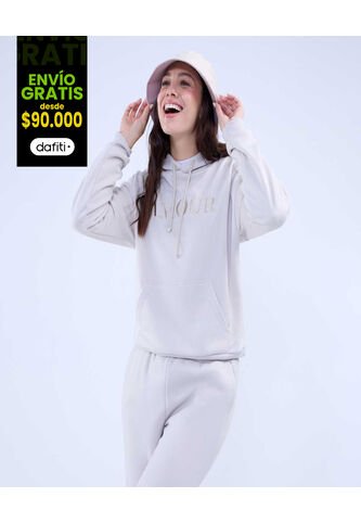 Buzo Para Mujer Hoodie Color Beige Marca Ostu #40060407 Ostu