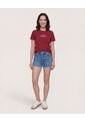 Camiseta  Para Mujer Manga Corta Cuello Redondo Color Vino Marca Ostu #40092728 de Ostu