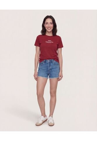 Camiseta  Para Mujer Manga Corta Cuello Redondo Color Vino Marca Ostu #40092728 Ostu