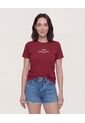 Camiseta  Para Mujer Manga Corta Cuello Redondo Color Vino Marca Ostu #40092728 de Ostu