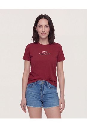 Camiseta  Para Mujer Manga Corta Cuello Redondo Color Vino Marca Ostu #40092728