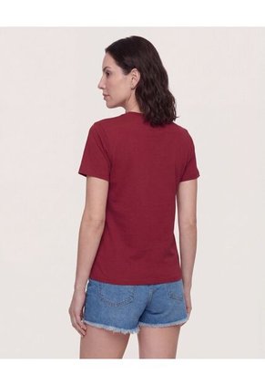 Camiseta  Para Mujer Manga Corta Cuello Redondo Color Vino Marca Ostu #40092728