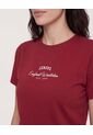Camiseta  Para Mujer Manga Corta Cuello Redondo Color Vino Marca Ostu #40092728 de Ostu
