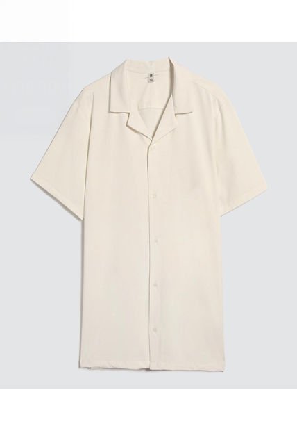 Camisa Para Hombre Manga Corta Sin Bolsillo Color Crema Marca Ostu #60010737