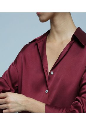 Camisa Para Mujer Ostu Color Vino Material Poliéster 100%