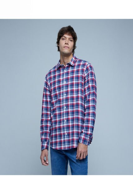 Camisa Para Hombre Manga Larga Sin Bolsillo Color Rojo Marca Ostu #60010691