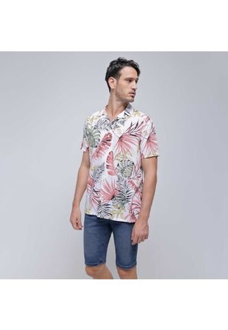 Camisa Para Hombre Manga Corta Sin Bolsillo Color Rosa Marca Ostu #60010711 Ostu
