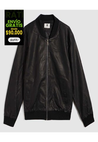 Chaqueta Para Hombre Pu Color Negro Marca Ostu #60080144 Ostu