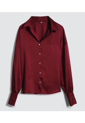 Camisa Para Mujer Ostu Color Vino Material Poliéster 100%