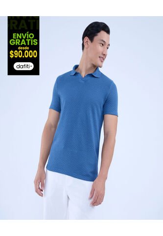 Polo Para Hombre Cuello Tejido Sin Bolsillo Color Azul  Marca Ostu #60110735 Ostu