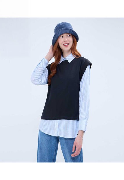 Camiseta Para Mujer Manga Sisa Color Negro Marca Ostu #40092245