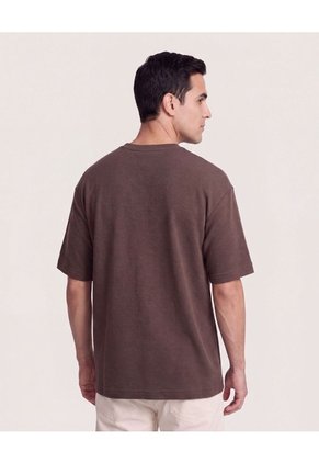 Camiseta Oversize Texturizada Para Hombre Café Ostu