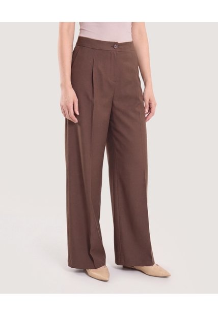 Pantalón Wide Leg Sastre  Para Mujer Café Ostu