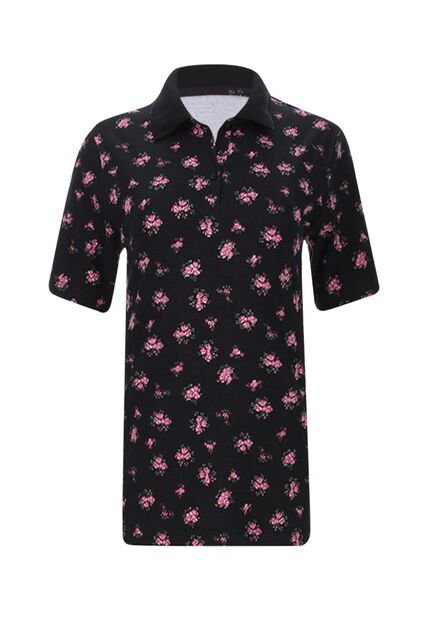 Polo Para Mujer Manga Corta Color Negro Marca Ostu #40110126