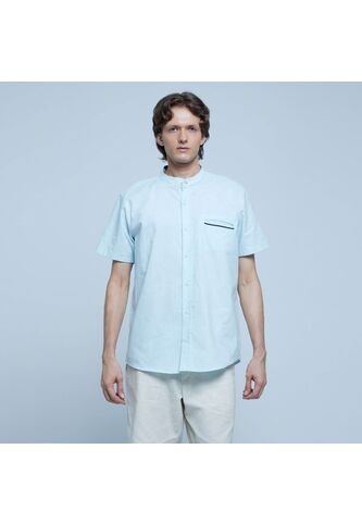 Camisa Para Hombre Manga Corta Con Bolsillo Color Azul  Marca Ostu #60010615 Ostu