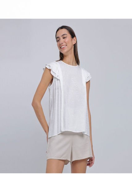 Blusa Para Mujer Manga Sisa Color Crudo Marca Ostu #40121019