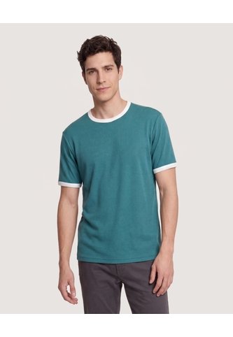 Camiseta Retro Contrast  Para Hombre Verde Ostu Ostu