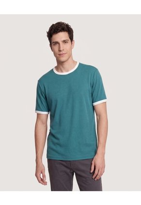 Camiseta Retro Contrast Para Hombre Verde Ostu