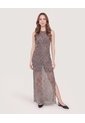 Vestido Mesh Animal Print  Para Mujer Beige Ostu de Ostu