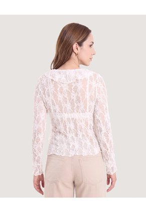 Camiseta Blonda Romantic  Para Mujer Hueso Ostu