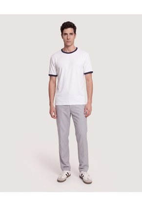 Camiseta Retro Contrast  Para Hombre Crema Ostu