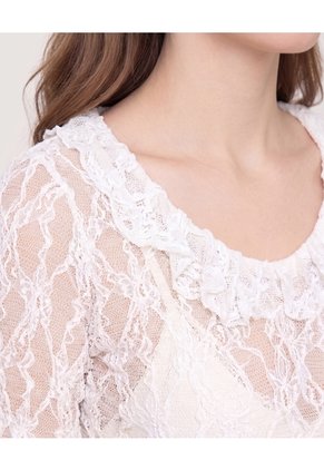 Camiseta Blonda Romantic  Para Mujer Hueso Ostu