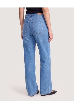Jean Straight Brillos Denim  Para Mujer Azul Ostu