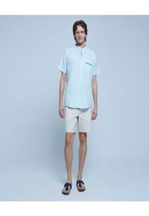 Camisa Para Hombre Manga Corta Con Bolsillo Color Azul  Marca Ostu #60010615