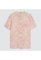 Camisa Para Hombre Manga Corta Con Bolsillo Cuello Neru Color Rosado  Marca Ostu #60010541 de Ostu