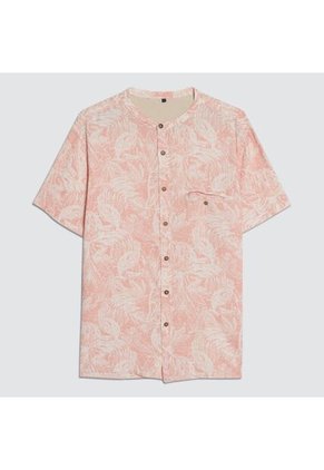 Camisa Para Hombre Manga Corta Con Bolsillo Cuello Neru Color Rosado Marca Ostu #60010541