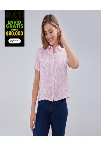 Camisa Para Mujer Manga Corta Color Rosado  Marca Ostu #40010229 Ostu