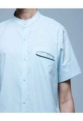 Camisa Para Hombre Manga Corta Con Bolsillo Color Azul  Marca Ostu #60010615