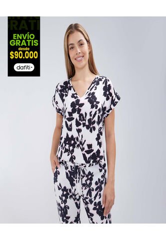 Blusa Para Mujer Manga Corta Color Negro Marca Ostu #40121005 Ostu