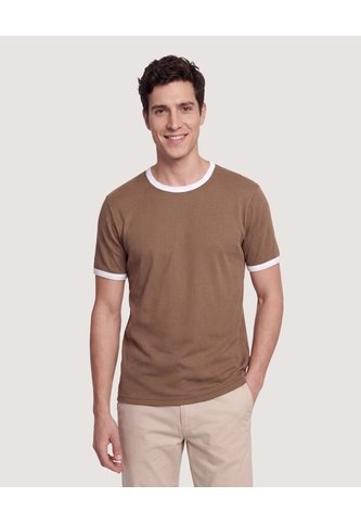 Camiseta Retro Contrast  Para Hombre Café Ostu Ostu