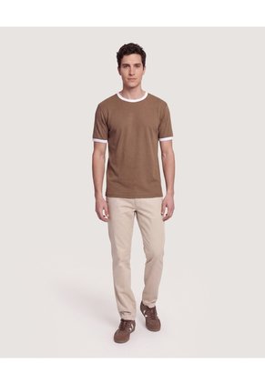 Camiseta Retro Contrast Para Hombre Café Ostu