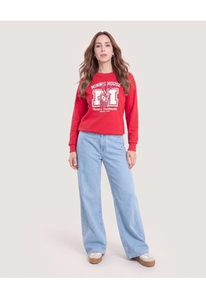Buzo Minnie Mouse Varsity  Para Mujer Rojo Ostu