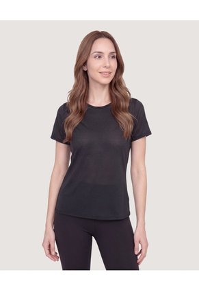 Camiseta Active Textura Para Mujer Negro Ostu