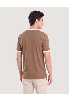 Camiseta Retro Contrast Para Hombre Café Ostu