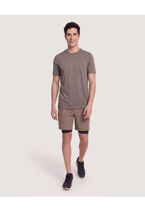 Camiseta Active Jaspe  Para Hombre Café Ostu
