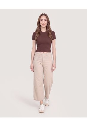 Jean Culotte Easy Fit Para Mujer Arena Ostu