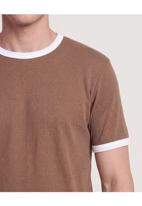 Camiseta Retro Contrast Para Hombre Café Ostu