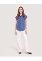Camisa Manga Corta  Para Mujer Azul Ostu de Ostu