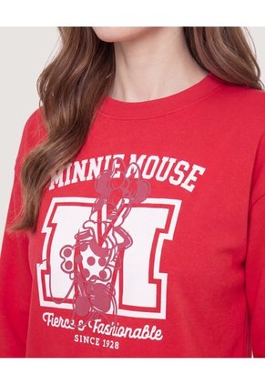 Buzo Minnie Mouse Varsity  Para Mujer Rojo Ostu
