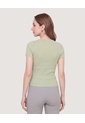 Camiseta Tejida Acanalada Básica  Para Mujer Verde Ostu de Ostu