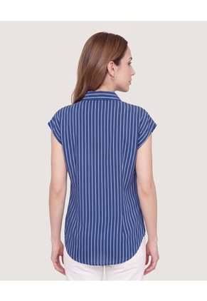 Camisa Manga Corta  Para Mujer Azul Ostu
